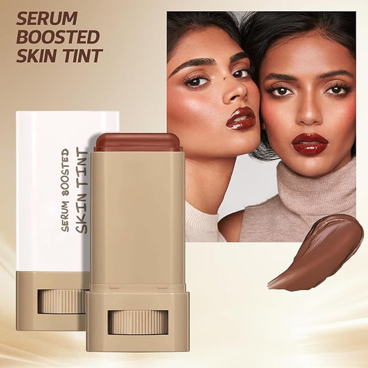 Beauty Balm Serum Boosted Skin Tint, Solid Tinted Moisturizing Serum Foundation Stick, Buildable Medium-to-Full Coverage Contour Stick for Face Makeup (#03)