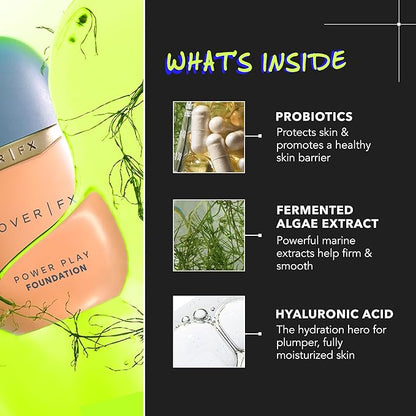 COVER FX Power Play Foundation - Shade D3 - Buildable Full Coverage - Waterproof Sweat-Proof Transfer-Proof - Natural Matte Finish - All Skin Types