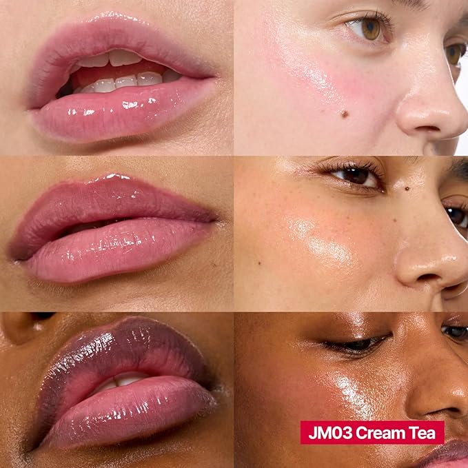 Glowy Jelly Pot | Dewy Jelly Lip & Blush Color, Tinted Glow Balm, Dewy Buildable Finish – Cream Tea (Muted Mauve) | 0.14 oz