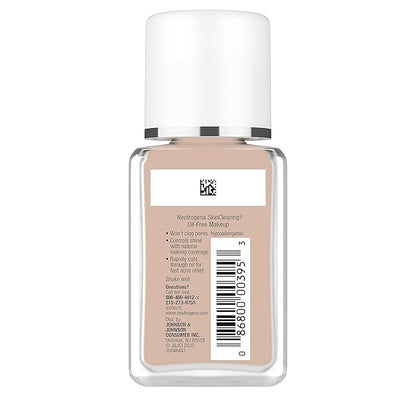 Neutrogena SkinClearing Oil-Free Acne and Blemish Fighting Liquid Foundation with.5% Salicylic Acid Acne Medicine, Shine Controlling Makeup for Acne Prone Skin, 20 Natural Ivory, 1 fl. oz