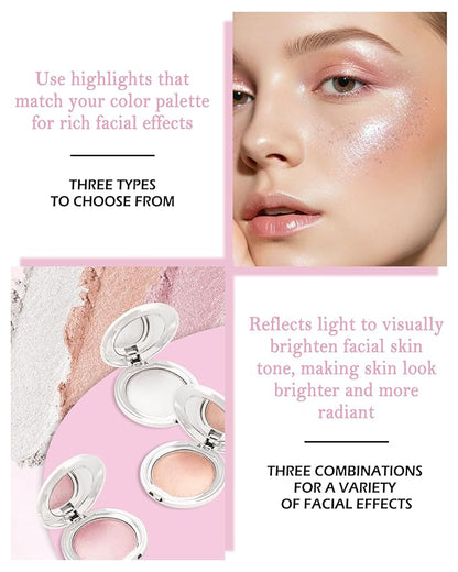 Face Highlighter Blush Powder Palette, Waterproof Long Lasting Shimmer Pink Glow Highlighting Bronzer Eye Facial Blusher Contour Cream Makeup Palette, Illuminator for Women Eyeshadow Body Cheek-03