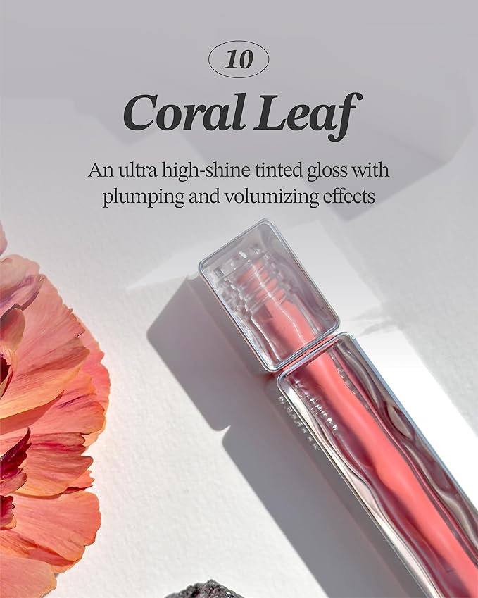 Glint Tint Glosser (Coral Reef, 0.09oz) - Hydartions, Moisturizing Plumping Lip Gloss with Radiant Shine, Long Lasting, Korean Skin Care. Provence Rose & Calendula Extract.