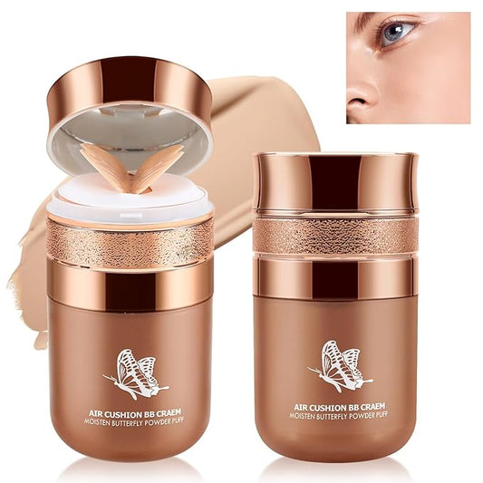 Boobeen Air Cushion BB Cream, Lightweight Moisturizing Foundation Face Makeup, Natural Matte Concealer for Dewy Finish, Conceal & Brighten Nude Base Primer Cream to Even Skin Tone, Long Lasting