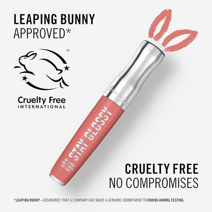 Rimmel London Stay Glossy, 470 Perfect Peony, Lip Gloss, Non-Sticky, Color and Shine, Up To 6-Hour Wear, Precise Applicator, 0.18oz