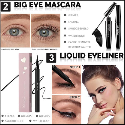 All in One Makeup Kit For Girls - 16 Colors Purple Eyeshadow Palette,7Pcs Makeup Brushes,Waterproof Eyeliner Pencil,Eyebrow Powder,Mascara,Corgi Cosmetic Bag,Women and Teens Makeup Gift Set