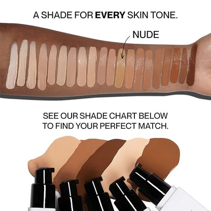 HIDE PREMIUM Liquid Foundation, Multi-Use Waterproof Foundation, Medium/Full Coverage Foundation, Shades for All Skin Types (See Shade Finder), Nude, 1 fl oz