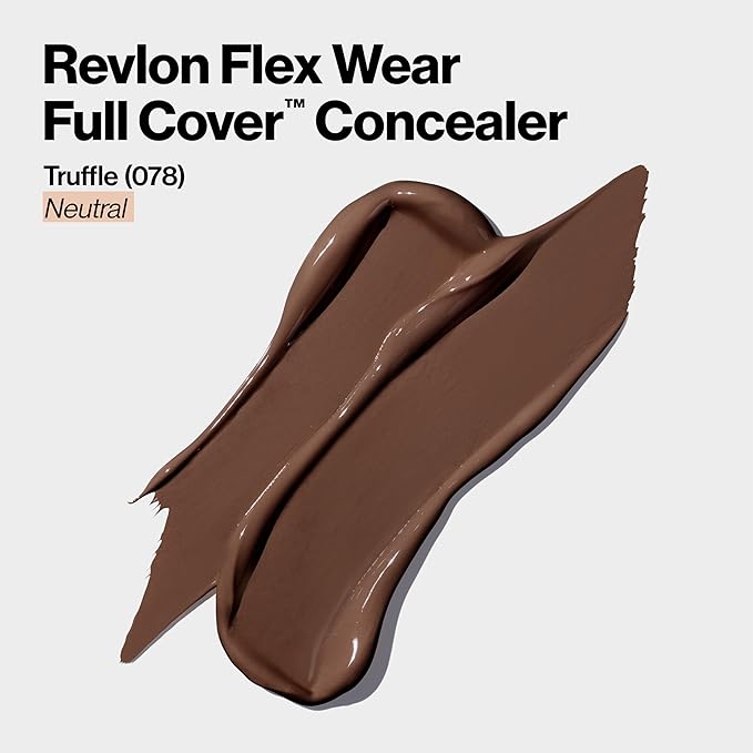 Revlon ColorStay Flex Wear, Full Cover Non-Creasing Concealer, Infused with Hyaluronic Acid & Vitamin E, Flexible Longwear, 078 Truffle, 0.34 fl oz.