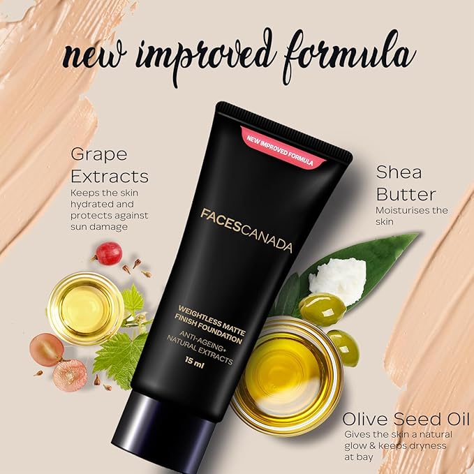 Weightless Matte Finish Foundation - Ivory | Lightweight & Non-Comedogenic | Natural Finish | Anti-Aging & Hydrates Skin | 0.51 Fl Oz/15ml