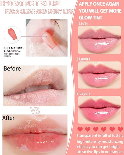 Plumping Lip Glow Oil - Hydrating Tinted Gloss, Reviver Oil, Long Lasting Moisturizing Clear Plumper Tint for Care and Dry Lips - Thanksgiving Makeup Gift for Women (#012 Rosewood)
