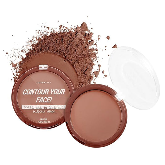 Boobeen 2 Packs Matte Finishing Pressed Powder Contour Palette, Waterproof and Oil-Control Face Contour Bronzer Powder, Non-Caking Natural and Long-Lasting Baked Setting Bronzer Makeup, 5 Colours