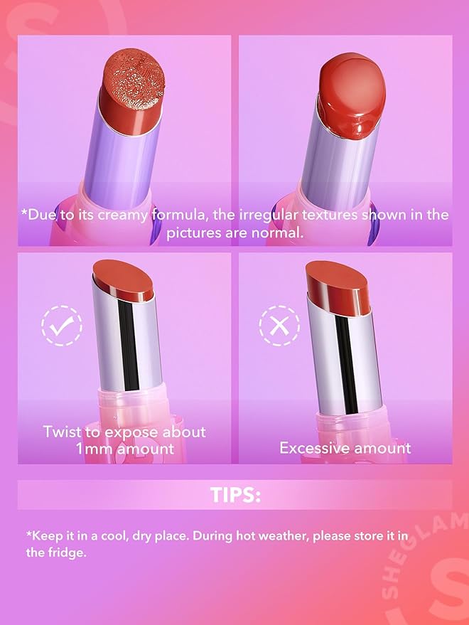 SHEGLAM Mirror Kiss High-Shine Lipstick Silky Jelly Texture Hydrated&Smooth Lip Gloss-Bold Type