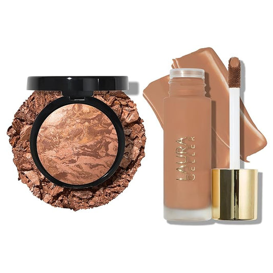 LAURA GELLER NEW YORK Baked Balance-n-Glow Illuminating Foundation + Double Take Full Coverage Liquid Foundation - Tan