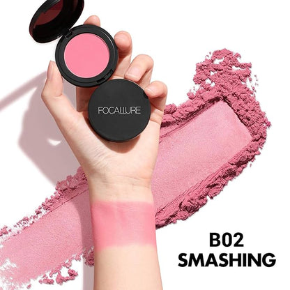 FOCALLURE Silky Face Pressed Blush,High Pigment Mineral Blusher,Create a Fade-free Flawless Finish and Give your Skin a Natural Glow,Lightweight Facial Blusher Makeup,SMASHING