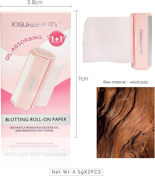 Oil Blotting Sheets For Face,Travel-Size Oil Blotting Sheets - Pocket-Friendly & Practical,Slotted Roll-On Oil Absorbing Paper,Ultra-Thin & Breathable,Lightweight Design 5M+5Mreplacement