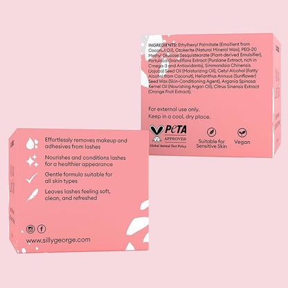 Silly George Melt Away Makeup & Lash Extension Remover - Removes All Eye Makeup (Including Mascara & Eyeliner) + Lash Extensions & Adhesives - Hydrating Moisturizer for Eyes & Lashes - 15 milliliters