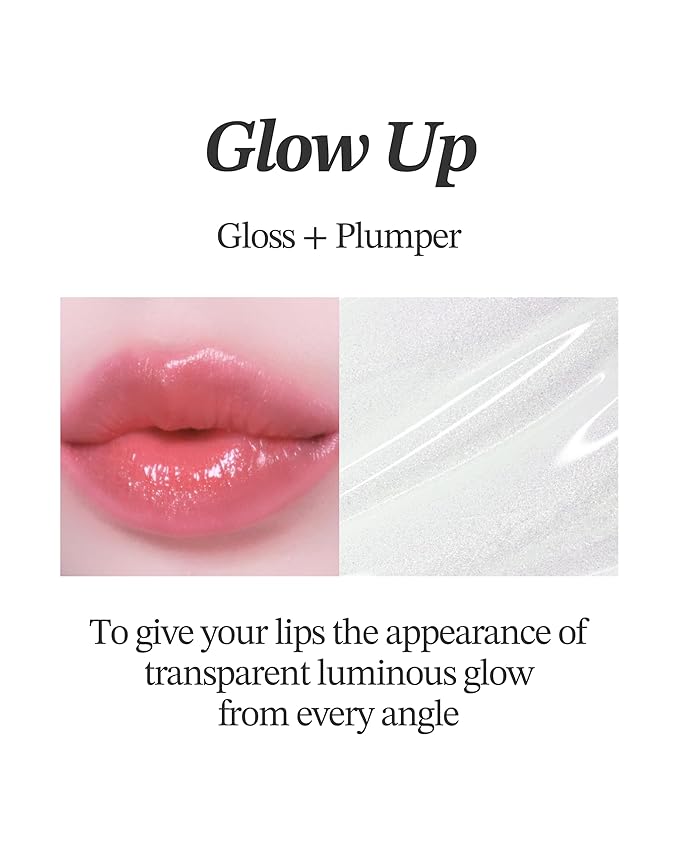 Glint Lip Glosser (Lip Glosser, 0.09oz) - Hydartions, Moisturizing Plumping Lip Gloss with Radiant Shine, Long Lasting, Korean Skin Care. Provence Rose & Calendula Extract.