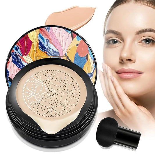 Indicativet Mushroom Head Air Cushion Cc Cream, Air Cushion Cc Cream Mushroom Head Foundation, BB Cream Face Make Up, Long Lasting Matte Moisturizing Concealer, New Packaging (Natural, 1pcs)