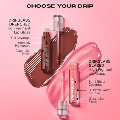 MORPHE Dripglass High Shine Lip Gloss - Glazed, Semi-Sheer & Nourishing Lip Makeup - Buildable Formula Infused with Plant-Derived Squalane & Vitamin E - Pink Mirror (0.13 oz)