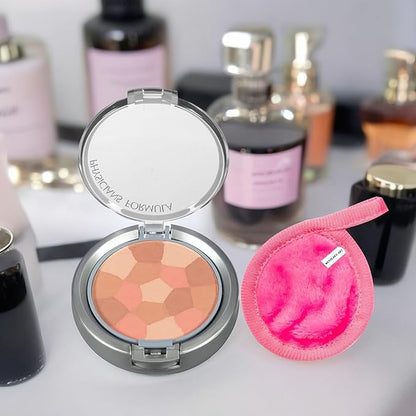 Multi Colored Blush Powder Palette | Bundled With Makeup Cleansing Cloth - Blushing Peach, Blush Makeup Palette, Dermatologist Tested, Non-Comedogenic [Pack Of 3]