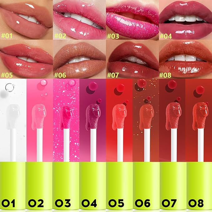 Hydrating Lip Oil, Big Brush Head Lip Glaze Shiny Transparent Lip Glow Oil, Nourishing & Non-sticky Long Lasting Fresh Clear Smooth Lip Care Plumping Lip Oil (# 01)