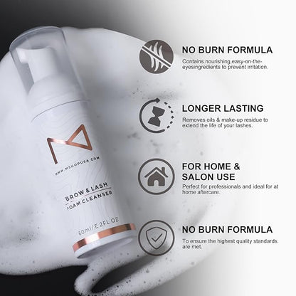 M - Permanent Makeup Brow & Lash Foam Cleanser For Eyelash Extensions, Microblading, Powder Brows, Eyebrows, Nano Brows, Permanent Make Up 60ML