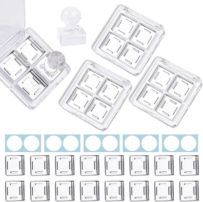 Framendino, 4 Sets Acrylic Empty Eye Shadow Pallet Grids Storage Case with Seal for DIY Craft