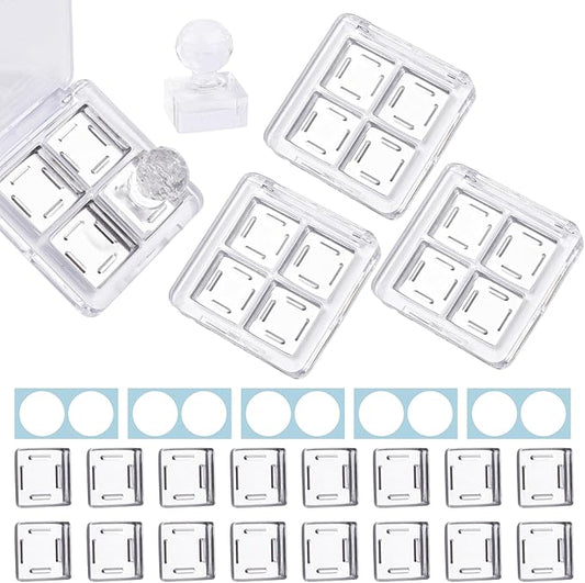 Framendino, 4 Sets Acrylic Empty Eye Shadow Pallet Grids Storage Case with Seal for DIY Craft