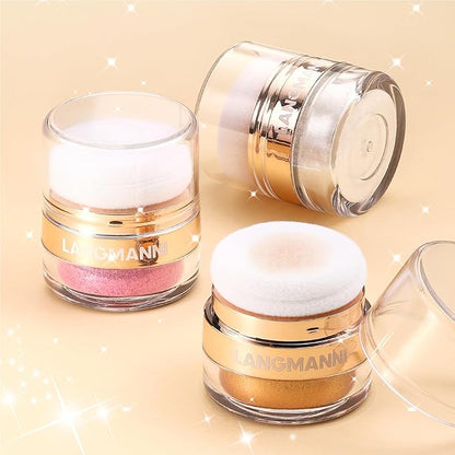 AKARY Shimmer Powder Highlighter, Purple Face Body Glow Pearl Illuminator, Intensely Pigmented for High Impact Dewy Finish (03#Purple)
