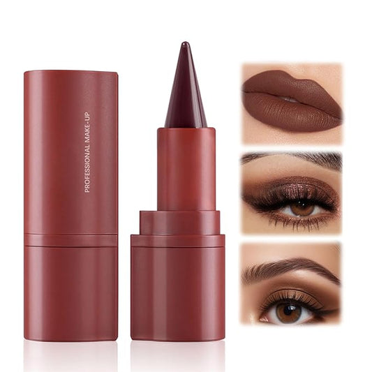 Gradient Matte Lipstick Lip Liner, Eyeliner, Eyebrow Pencil, Flawless Contour Gradual Ombre Effect Crayon Lip Pencil, Long lasting Waterproof Non-Smudging Lip Combo Set(Matte Coffee)