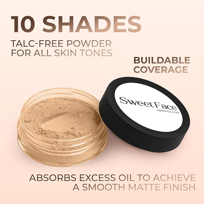 Warm Shade Foundation (30g Full Size Sifter Jar) Matte Mineral Makeup Loose Powder Bare Face Full Coverage Long Lasting All Natural Noncomedogenic for All Skin Types Airbrushed Finish SPF 31