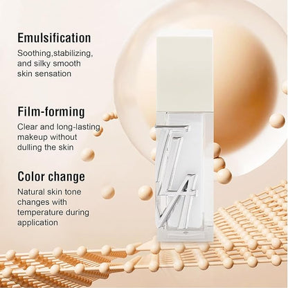 Foundation Makeup, Colour Changing Foundation, Moisturises Skin,Creates a Natural, Flawless Makeup, Waterproof and Sweatproof, Suitable for Many Skin Tones, 35ml*2