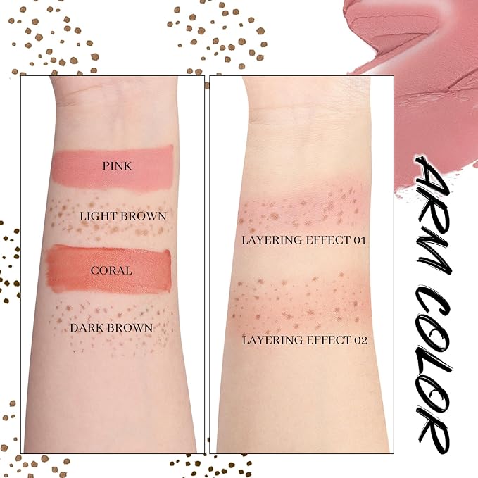 DAGEDA Freckle Blush Makeup Pen, 2 in 1 Light Brown Freckle Stamp Pink Blush, Waterproof,Quick-dry, Natural Lifelike Freckles for Natural Sunkissed Makeup with Face Puff 01