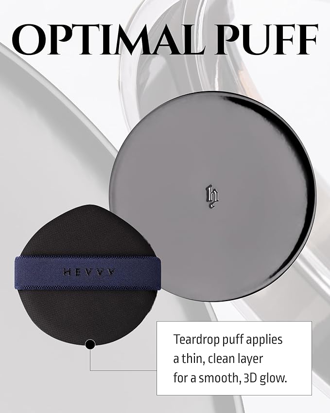 HEVVYMAKEUP H Cushion Semi Matte No.21 Light Begie - Korean Makeup All Day Flawless Coverage Foundation for Neutral Dry Skin - Poreless Airy Weightless Coverage, 0.35oz.