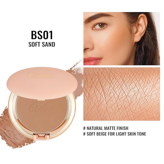 Oulac Matte Bronzer Powder Face Makeup with Mirror - Natural SunKissed Bronzer Look,Highly Pigmented Cream Bronzer, Long Lasting Glow, Easy to Blend, Vegan & Cruelty-Free BS01, 【BS01 Soft Sand】