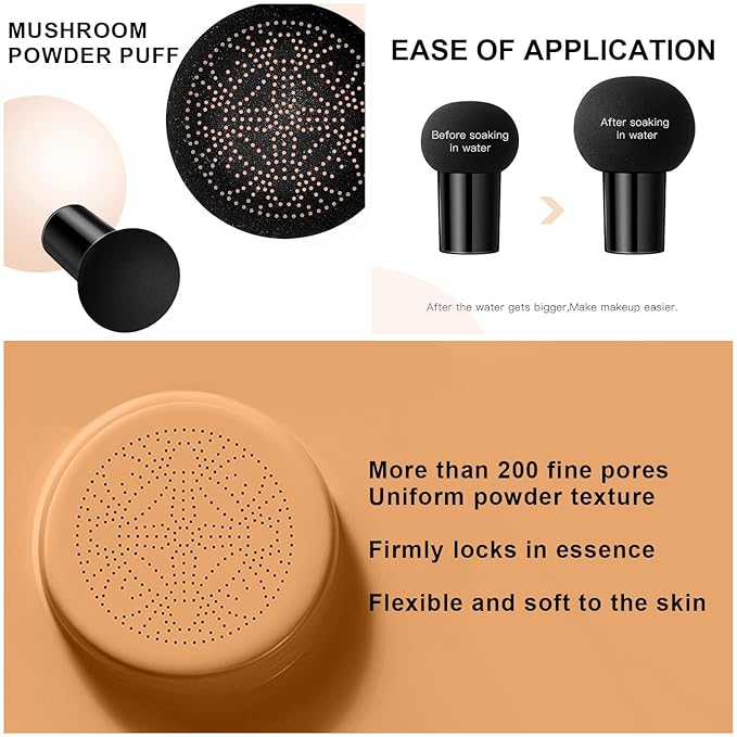 Mushroom Head Air Cushion CC Cream Foundation BB Cream Foundation Makeup Moisturizing CC Cream Liquid Foundation,Concealer Lasting Makeup Foundation Even Skin Tone Makeup Base Primer (#06 Brown)