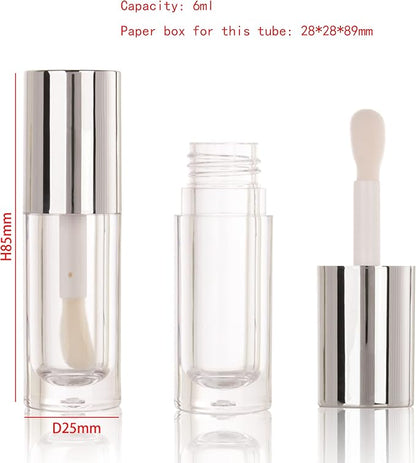 COSIDEA 50pcs Empty Round Silver 6ml big doe foot wand lip gloss tubes for DIY lipgloss lipgloss tube containers with thick wands