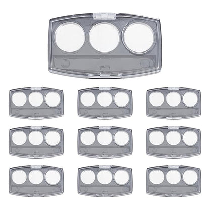 NICENEEDED 10 Pcs Blush Pallet Makeup, Empty Eyeshadow Pans Containers, DIY Eye Shadow Pigment Holder Case Refillable Makeup Storage Box Tricolor Blush Palette for Women