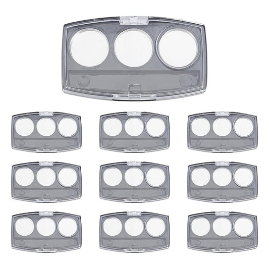 NICENEEDED 10 Pcs Blush Pallet Makeup, Empty Eyeshadow Pans Containers, DIY Eye Shadow Pigment Holder Case Refillable Makeup Storage Box Tricolor Blush Palette for Women