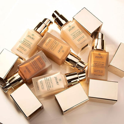 Jouer Essential High Coverage Crème Foundation | Men & Women | Available in 50 Shades for All Skin Tones | Healthy Ingredients | Paraben, Gluten & Cruelty Free | Vegan Friendly,Porcelain- light skin with neutral undertones and subtle golden tones,1