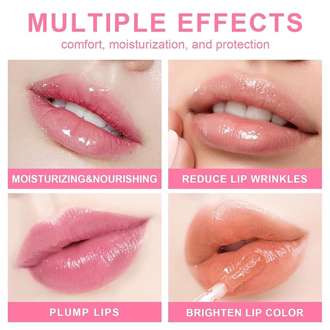 Scarman 6 Colors Lip Oil Lip Glaze,Hydrating Tinted Plumping Lip Gloss,Clear Pink Shiny Glow Reviver Lip Care Oil,Longlasting Non-sticky Transparent Lip Oil for Women (SET A)