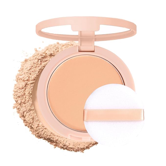 Oil Control Face Pressed Powder,Matte Flawless Long Lasting Setting Powder Makeup,Lightweight Waterproof Cruelty Free Compact Powders Foundation,0.35 oz(DARK COMPLEXION)