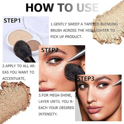 Face High Lighters Makeup Glitter Illuminator Pressed Powder Luminizers Eyeshadow Palette Powder for Face Body Cheek Skin 2#
