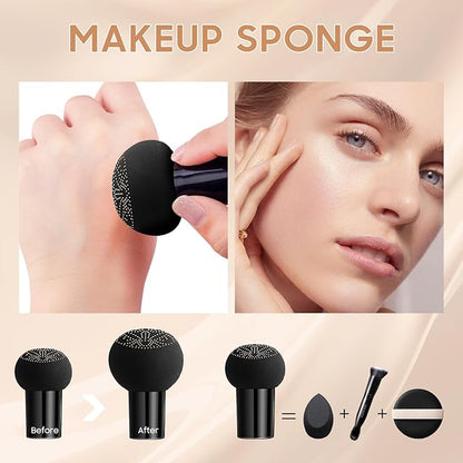 Air Cushion CC Cream Foundation - Mushroom Head BB Cream Face Makeup Moisturizing Concealer Brighten Long-Lasting, Even Skin Tone for All Skin Types (Dark Brown, 1 PCS)