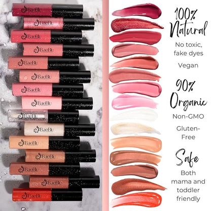 Organic Vegan Lip Gloss, 100% Natural Non-Toxic Moisturizing Ingredients, Azalea