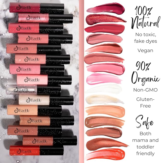 Organic Vegan Lip Gloss, 100% Natural Non-Toxic Moisturizing Ingredients, Poppy
