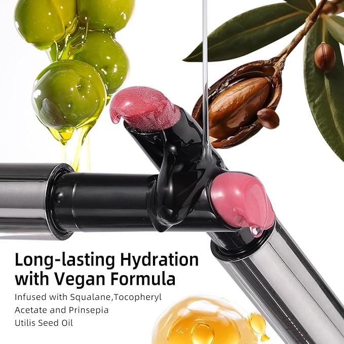 KIMUSE Lip Plumper, Hydrating Korean Lip Gloss, Click Tinted Lip Balm Solid Lipstick for Plumps & Moisturizes, Long-wearing All-in-one Lip Plumping, Gloss, Balm