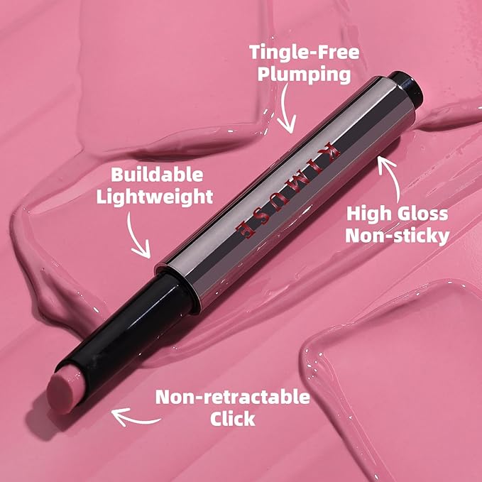 KIMUSE Lip Plumper, Hydrating Korean Lip Gloss, Click Tinted Lip Balm Solid Lipstick for Plumps & Moisturizes, Long-wearing All-in-one Lip Plumping, Gloss, Balm