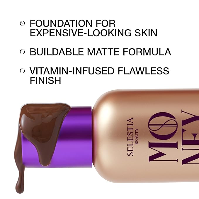 Money Liquid Matte Foundation – Long-Lasting, Natural Looking & Buildable Coverage – For Combination, Dry, Oily Skin – Lightweight & Moisturizing (Truffle)