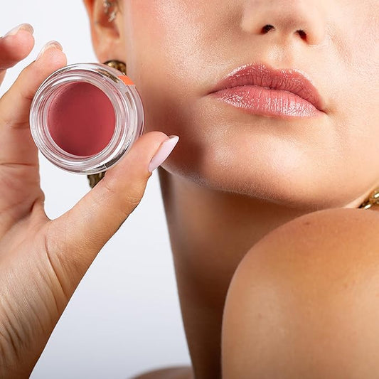 Lip and Cheek Balm - Cream Blush & Tinted Lip Balm - Infused with Hyaluronic Acid + Vitamin C - LightWeight Cream Makeup and Skincare - 99% Natural Ingredients - Vegan - Rosewood