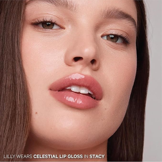 Kevyn Aucoin Celestial Lip Gloss, Stacy (shimmery mauve pink): Light reflecting shine & sheer. Precision makeup artist applicator. Hydrating, non-stick formula. Multi-dimensional 3D plumping effect.